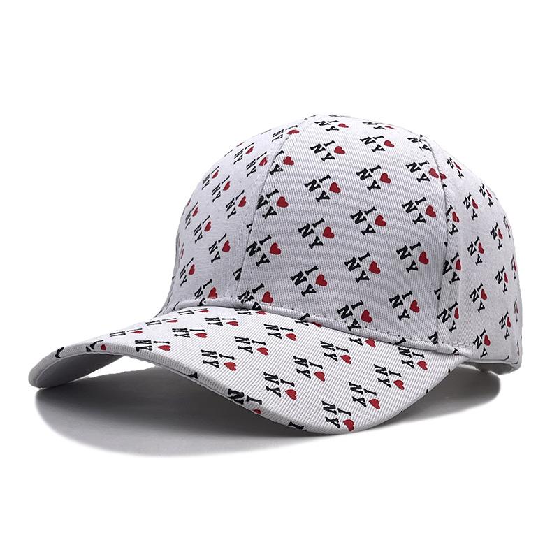 Spring And Summer Peaked Cap Sun Hat Street Personality Red Heart Ny Printed Baseball Cap Men'S Hat