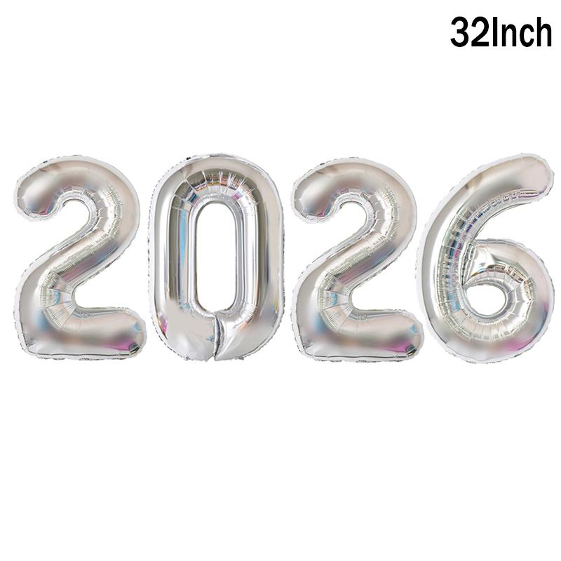 4pcs/set 2026 New Year Balloons Christmas Digital Foil Balloon Home Decor Chinese Spring Festival Baloon Navidad Party Supply
