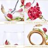 Glas Kaffee Emaille Tasse Beste Geschenke für Mama Frauen Schmetterling Rose Bleifrei Strumpffüller für Frau Rote Teetasse mit Löffel