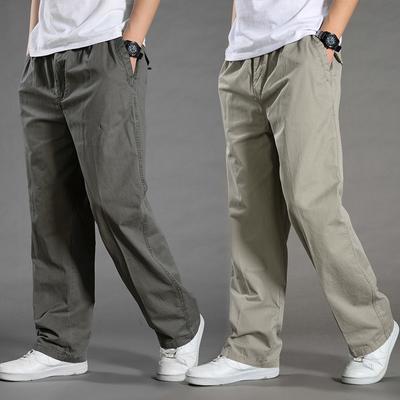 Spring and Autumn Thin Men's Casual Pants Enlarged Overalls Large Size Loose Men's Elastic Waist Trousers
