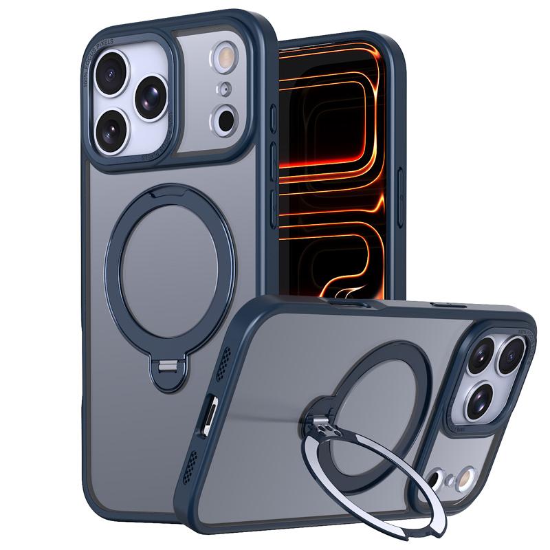New TPU+PC Design Clear 360° Rotating Magnetic Stand for iPhone 17e 16e Luxury Case Shockproof Opp Bag&For iPhone 13 Pro синий