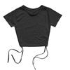 Sexy Drawstring Tie Bare Midriff Slim Tank Top Women Short Sleeves Bottoming Crop Tops Camisetas Mujer
