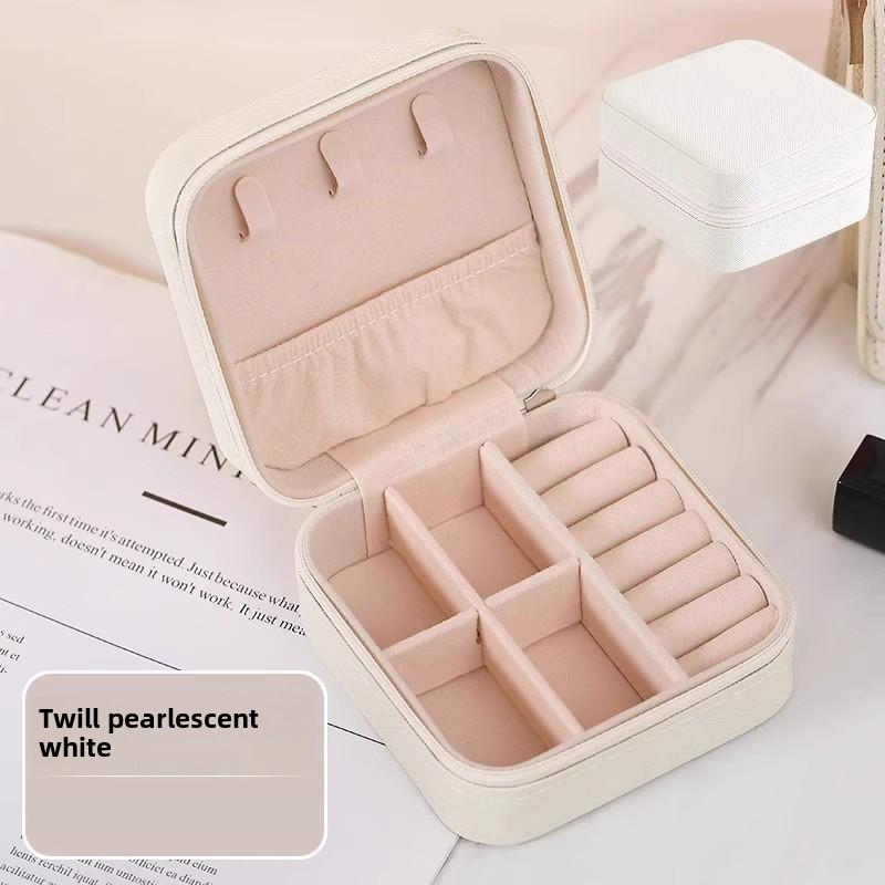 

Mary Jewelry box organizer - portable mini box for studs, earrings, bracelets, necklaces, and rings about 9.5*9.5*5