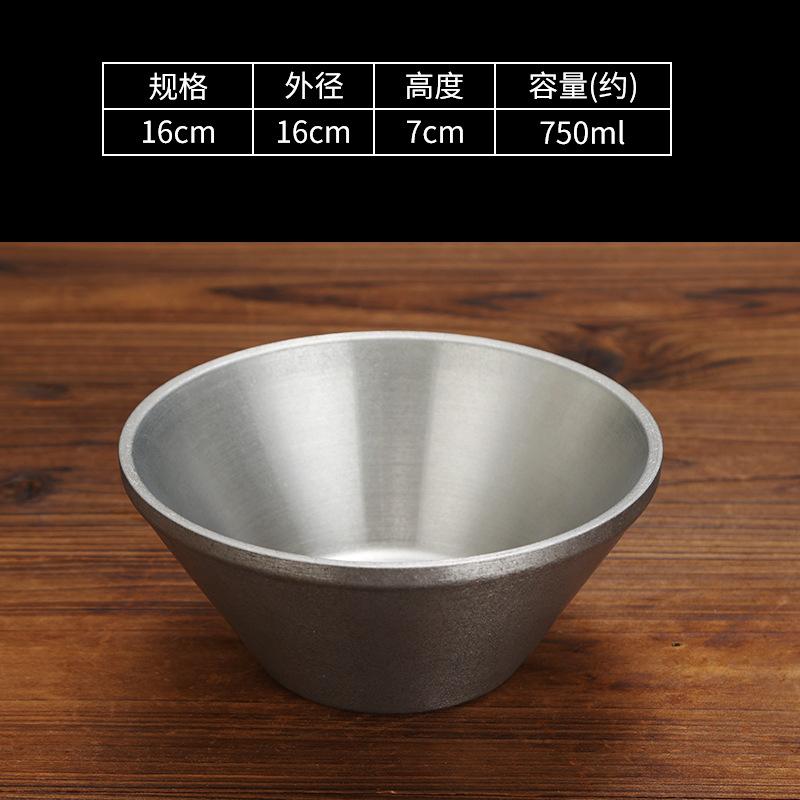 Retro Stainless Steel Salad Bowl Korean Style Double Layer Thicken V-Shaped Ramen Noodle Bowls Soup Rice Bowls Kitchen Tableware