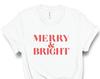 Merry and Bright Shirt, Christmas Shirts for Women,Christmas T-Shirt Holiday Outfit,Holiday Shirt for Women,Minimalist Simple Tee,Plus Sizes