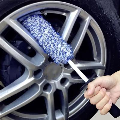 Car Wash Brush Microfiber Car Rim Wheel Cleaning Brush Anti-slip Handle Cleaning Brush Car and Motorcycle Care Tool