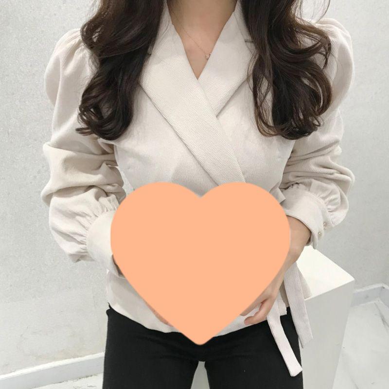 Deep Khaki Suit Collar Waist-Cinching Shirt Tie-up Top for Women - Autumn/Winter 2023 European Style.