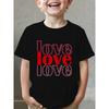 European Sizes 'Valentine'S Day' Summer Boys Fashion Short Sleeve T-Shirt with 'LOVE LOVE LOVE' Letter Cartoon Pattern Print Outdoor Casual Top