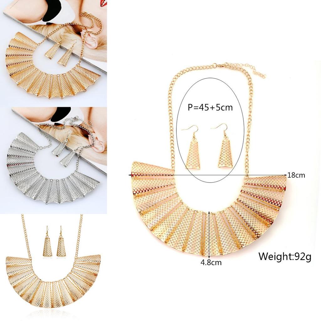 Geometric Chain Necklace With Hollow Design For Travel Gifts