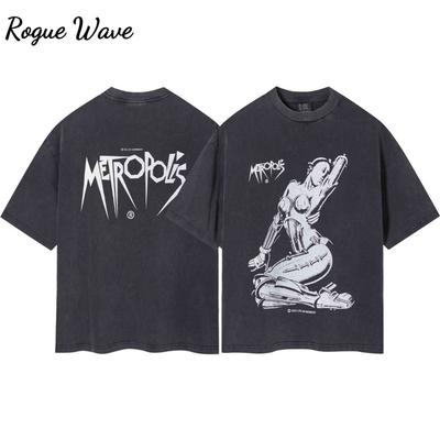 RogueWave Vintage Wash Heavy Cotton High Quality Short Sleeve T-shirt Fashion Casual for Men and Women