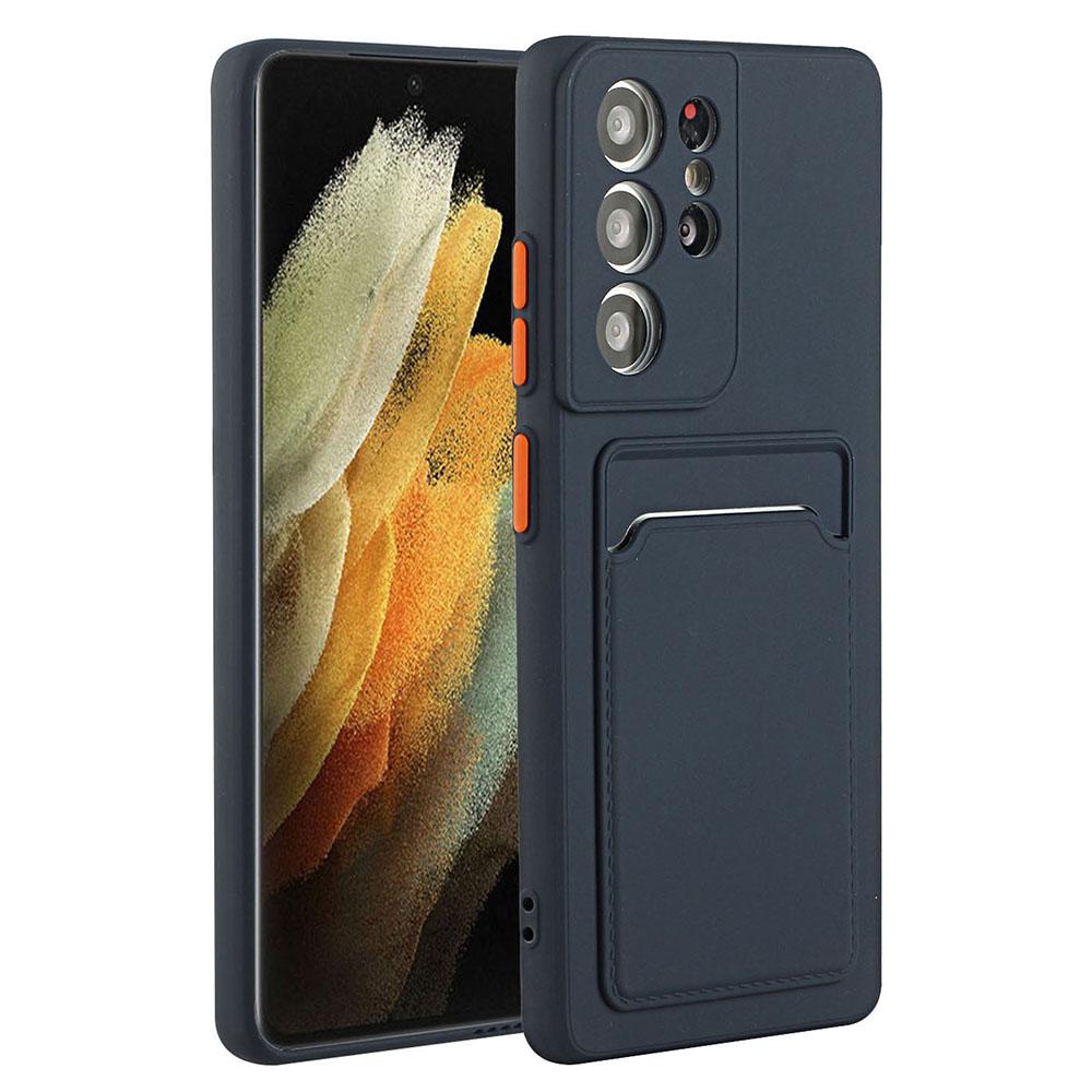 

Anti-drop Phone Case For Samsung Galaxy S23 Ultra,Flexible TPU Protective Phone Cover with Card Holder Dark Blue