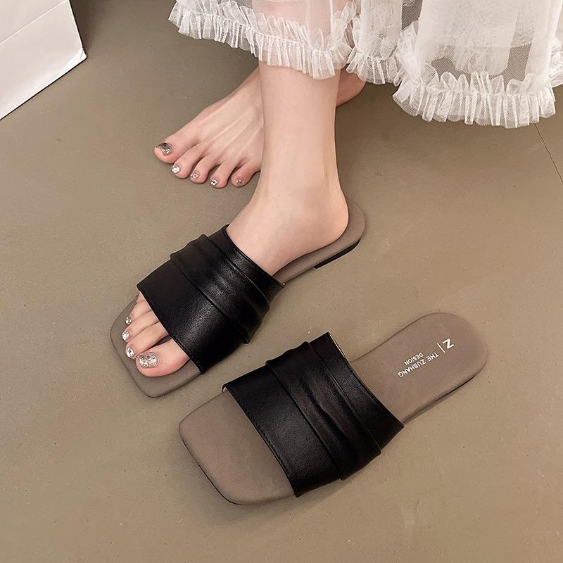 Flat heel one-word drag fashionable outer wear new summer versatile seaside casual cool slippers