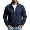 Men S Loose Fit Lapel Zip Pocket Waffle Knit Jacket