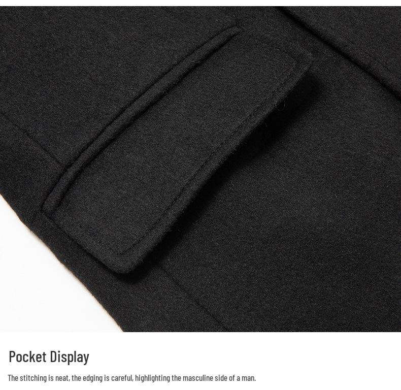 European Size Men's Long Wool Over-the-Knee Coat, Autumn/Winter