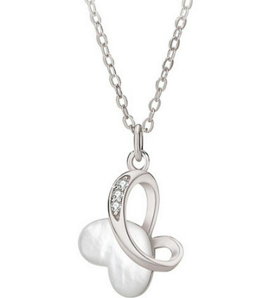 Double Layer Butterfly & Zircon Pendant Necklace in s925 Silver - Best Friend Layered Clavicle Chain Gift