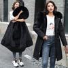 Elegant Women's Mid-Length Parka Jacket - Plus Size,Solid Color, Hooded, Polyester Material, Thickened Winter Coat with Drawstring Detail
