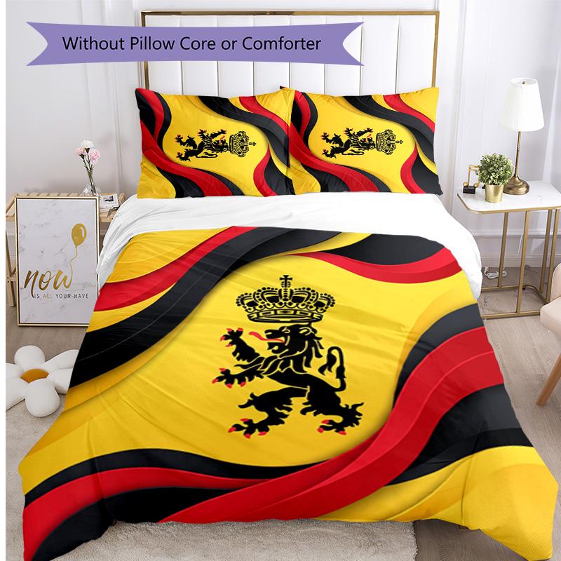 Set Biancheria da Letto Stampata Calcio Belgio 3 Pezzi Copriletto Traspirante Accogliente come Regalo per Inaugurazione Casa o Festa