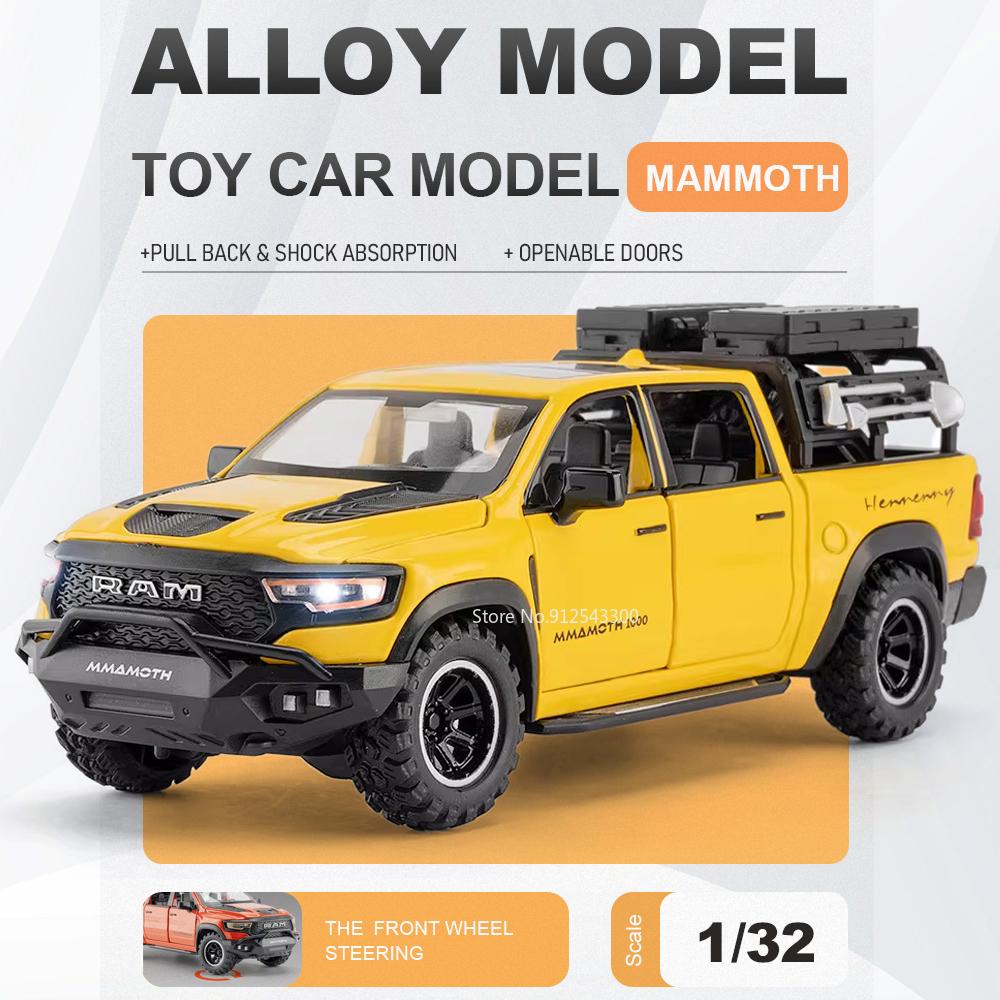 1:32 Mammoth 1000TRX 6x6 Auto Modell Spielzeug Türen Öffnen Sound Licht Fahrzeug Rückzieher Stoßdämpfer Modelle Weihnachtsgeschenke