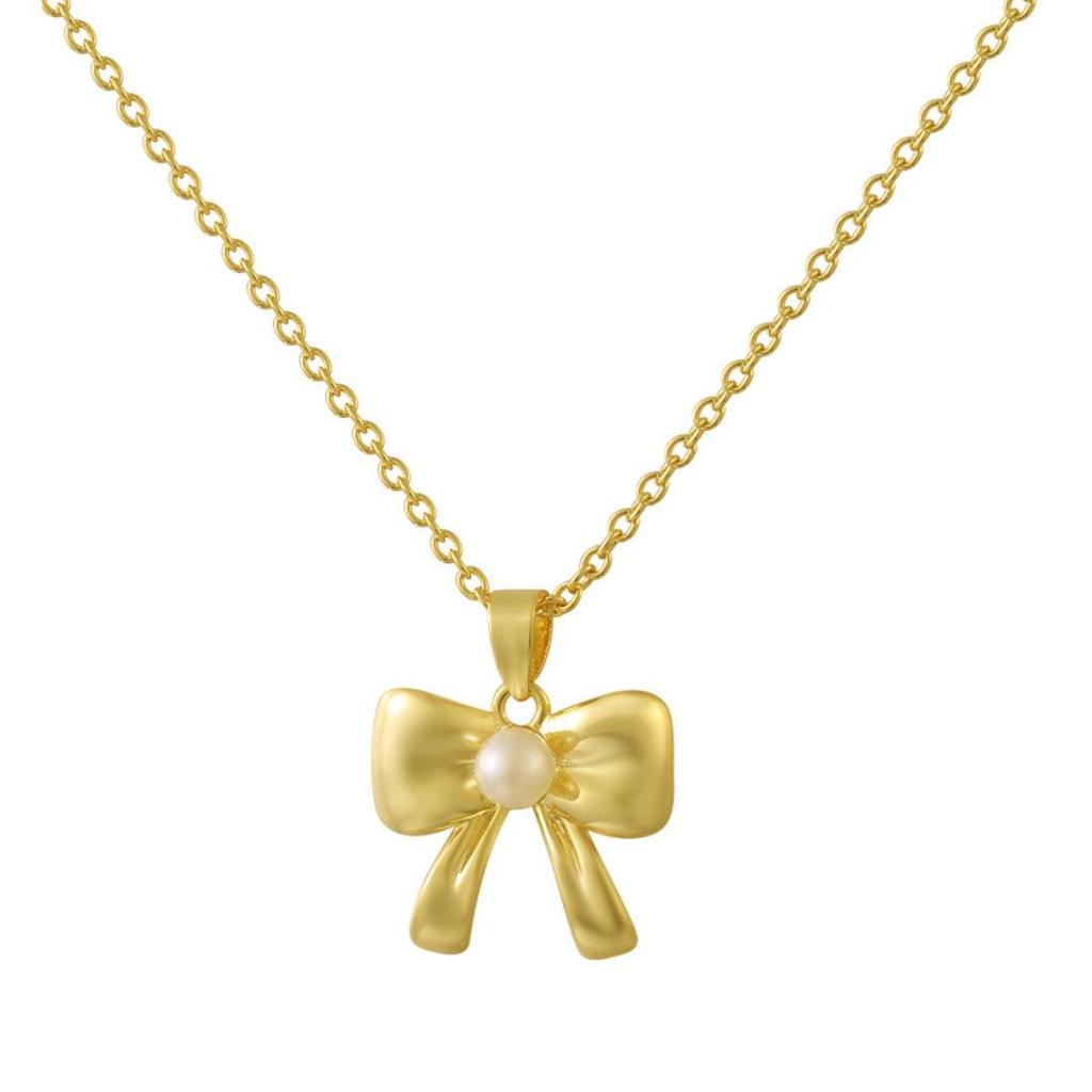Bow Tie Necklace: Versatile Women's Luxury Gold Clavicle Chain, Highly Praised for Color Preservation