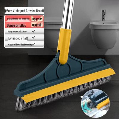 Multi-Purpose Cleaning Brush & Squeegee: Hard Bristle, Grout, Bathroom, Corners, Tiles, Crevices, Glass, and Floor Cleaning.