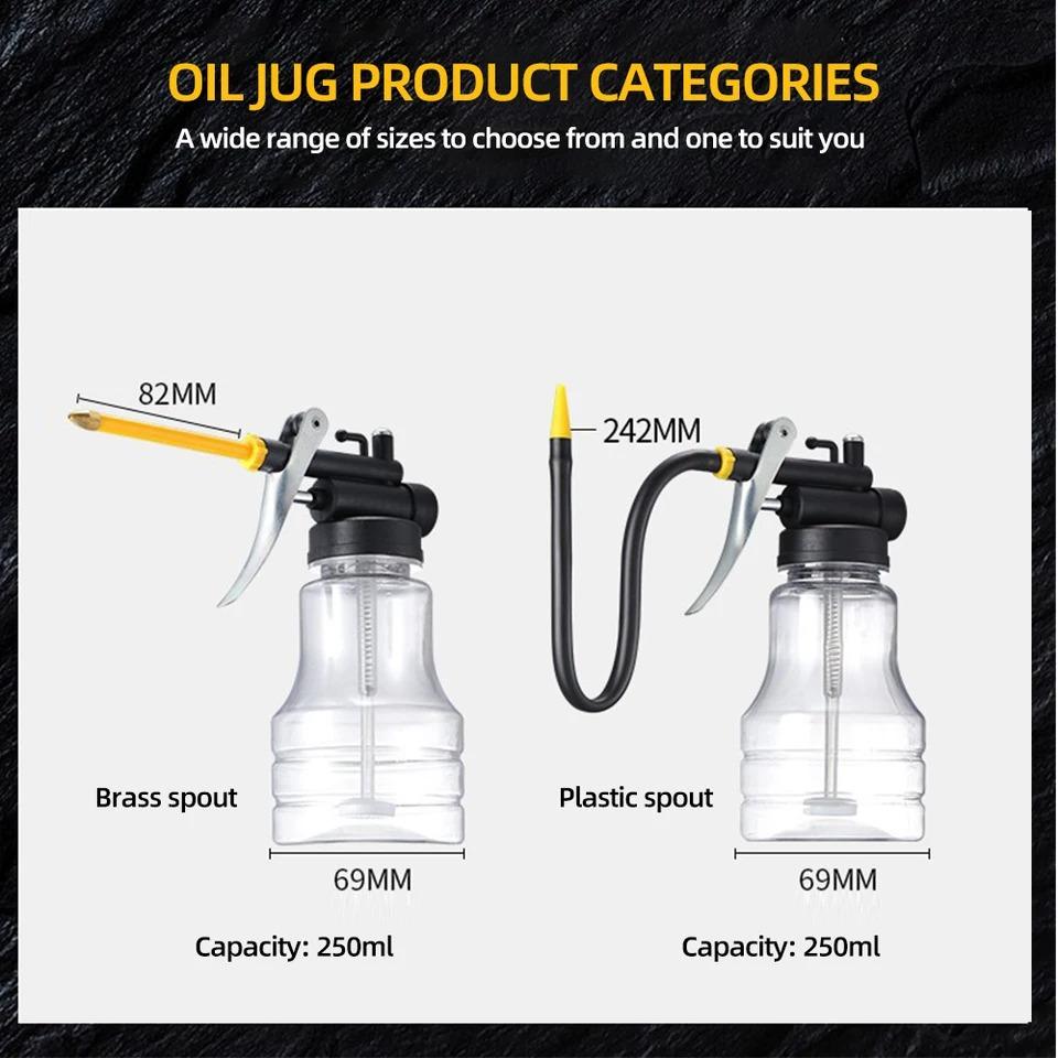 Grease Gun Oil Pump 250ml Plastic Transparent High Pressure Oiler Manual Oiling Gun Lubrication Oil Can Bottle with Rigid Spout