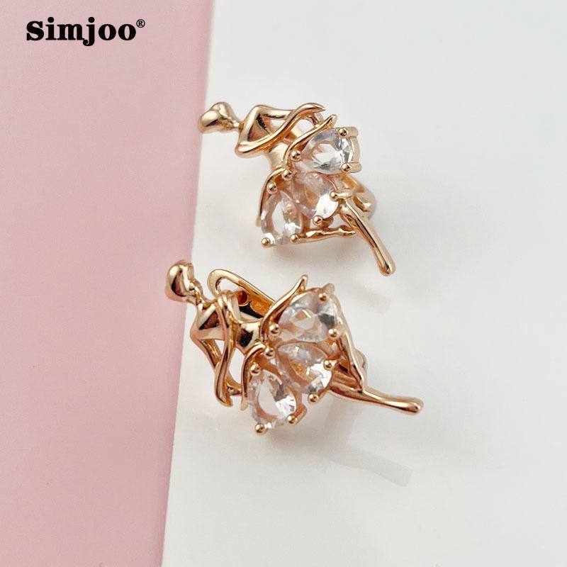 Štýlové náušnice SIMJOO s modrým zirkónom a personalizovaným dizajnom Balerína Zapínanie na ucho