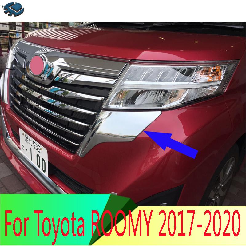 For Toyota ROOMY 2016- Decorate Accessories ABS Chrome Front Head Light Headlight Lamp Trim