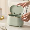 With Lid Small Wastebasket Oval Waste Garbage Bin Useful Desk Organizer  Countertop