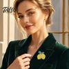 Fruit Shaped Jewelry Double Lemon Rhinestone Brooch Pin, Yellow Lapel Pin for Women Sparkling Men, Alloy Badge Suit Jackets and Bags Daily Outfit