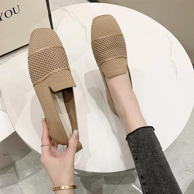 Fashion Women's Shoes 2024 High Quality Mesh Women's Flats Breathable Daily Flats Women Square Toe Slip On Soft Bottom Ladies Shoes