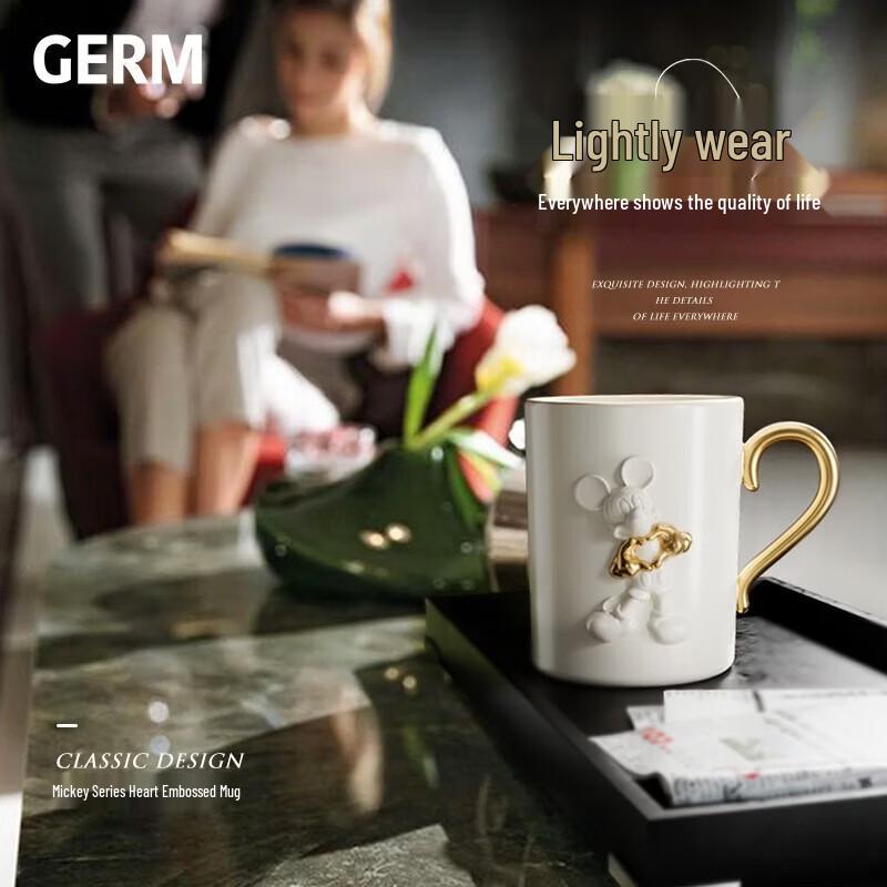 Germ Mickey Love Heart Embossed Glass Mug
