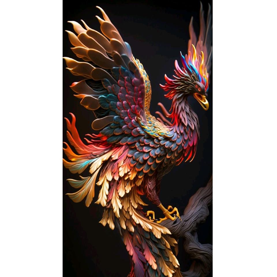 Large Colorful Divine Bird Phoenix Diamond Painting Diy Full Diamond Embroidery Rhinestone Pictures Mosaic Animals