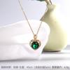 Vintage Green Purple Red Crystal Pendant Necklace Stainless Steel Geometric Choker Jewelry Party Gifts For Women Girls