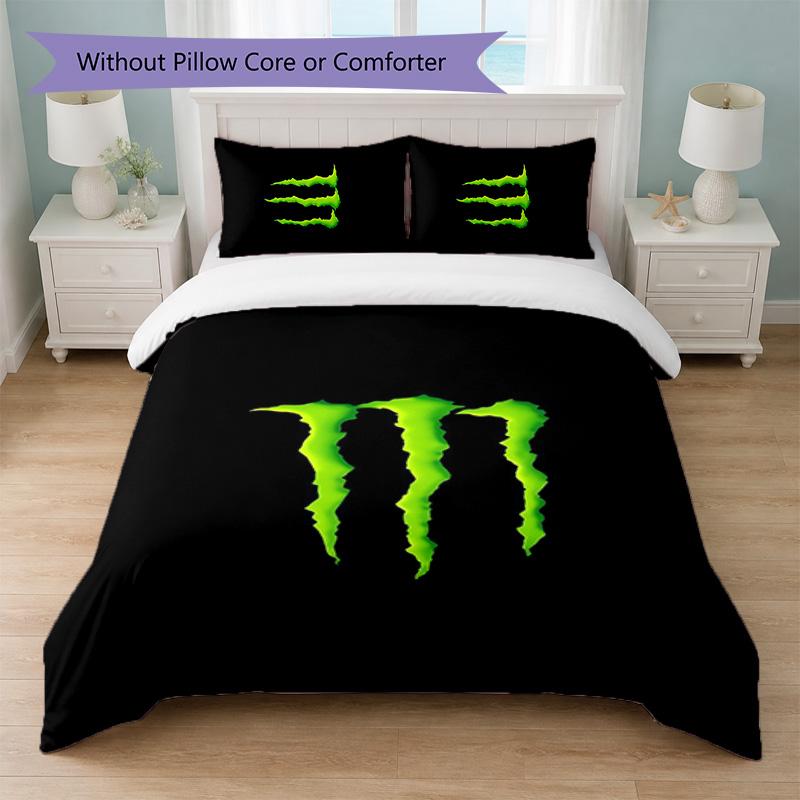Monster Energy Print 3-delige Dekbedovertrekset 1 Dekbedovertrek en 2 Kussenslopen Zacht Beddengoed Voor Huishoudelijke Slaapkamer