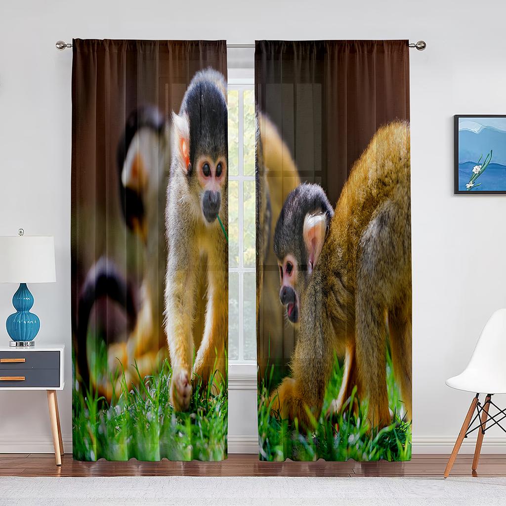 Tenda in Voile Trasparente con Panda Rosso per Soggiorno Camera da Letto Cucina Decorazioni per la Casa Animale Carino Trattamento in Chiffon Tende in Tulle per Finestre
