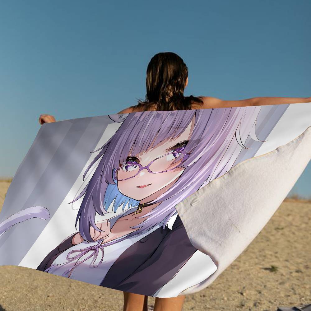 N-Nekomata Okayu Cartoon Microfiber Blanket Quick Drying Beach Towels Oversized Printing Super Absorbent Pool Towel Blanket