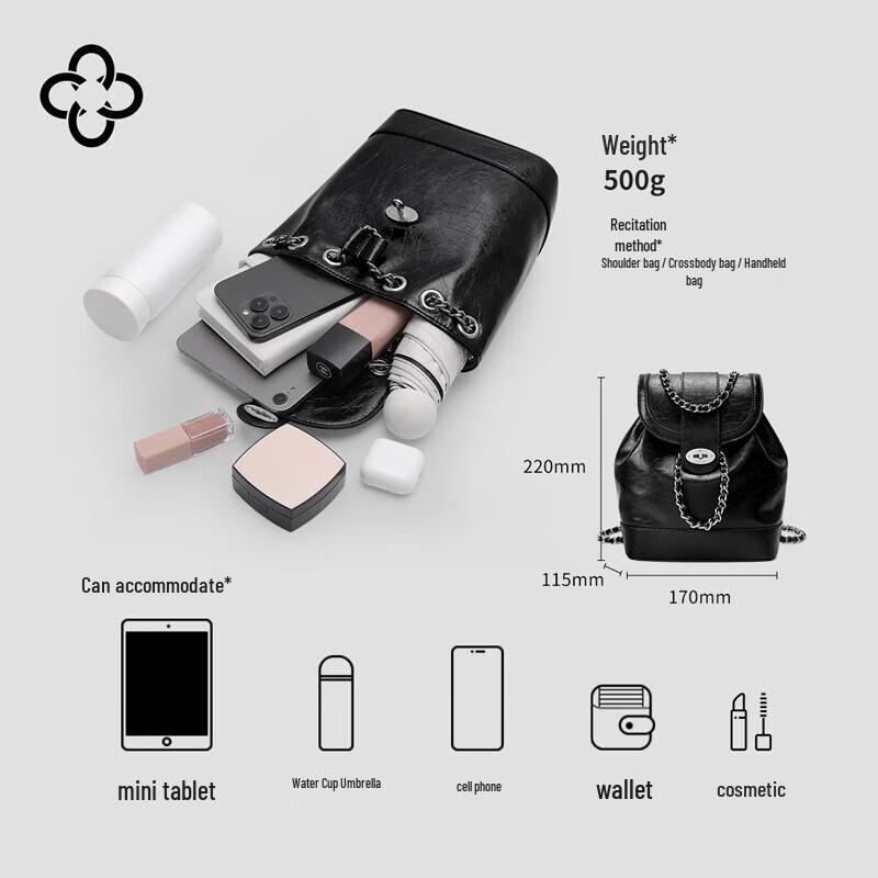 CASSILE Women's Light Luxury Convertible Chain Backpack