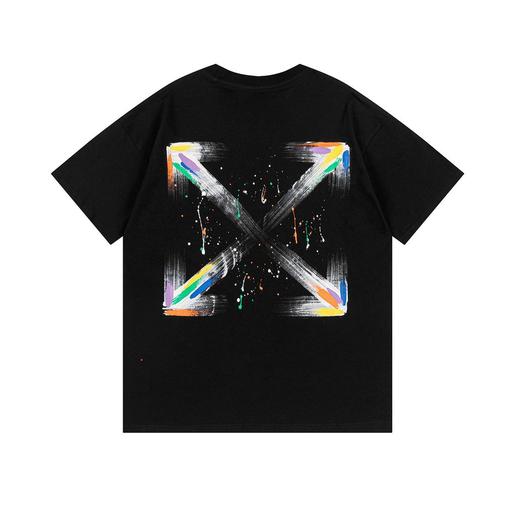 Off-White New Color Letter Arrow Pattern Round Neck Pullover Short Sleeved Men's and Women's T-shirts for Spring and Summer 2025