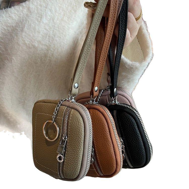 High-End Minimalist Leather Women's Coin Purse & Card Holder with Double Zipper
