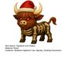 Halloween Skeleton Highland Cow Statue Spooky Red Eyes Highland Cattle Figurine Sculpture Home Office Desktop Decoration Ornament