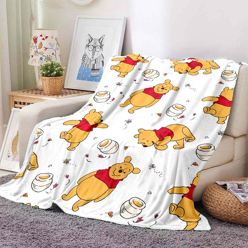 6 Sizes Classic HD Winnie The Pooh Print Soft Cozy Blanket Decor for Couch Sofa Bed Travel Camping Next Day Shipping Great Gift