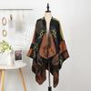 Ethnic Style Printed Shawl Imitation Cashmere Split Cape Warm Scarf Jacket Retro Literary Big Shawl Women