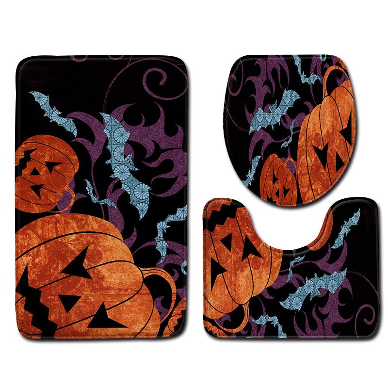Halloween Badrumsgolvmatta Badrumsmatta Toalett Tre-delat Set