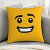 Bohemian Style Yellow Happy Face Pillowcase Single-Sided Print Zippered Polyester Cushion Cover Machine Washable Home Room Decor