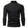 Men's Half Turtleneck Slim Fit Pullover Plus Velvet Long Sleeve Solid Color Sweater Men's Warm Knitted Sweater