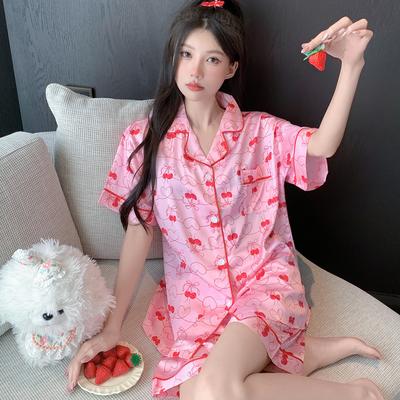 Summer 2 Piece Women Set Korean Short Sleeve Pajamas Woman Silk Fashion Sleepwear Flowers Printed Sexy Satin Pajama Set Homewear