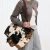 Damen Kuhmuster Plüsch-Tragetasche Große Kapazität Kunstpelz Schulter-Handtasche Modischer Weicher Shopper