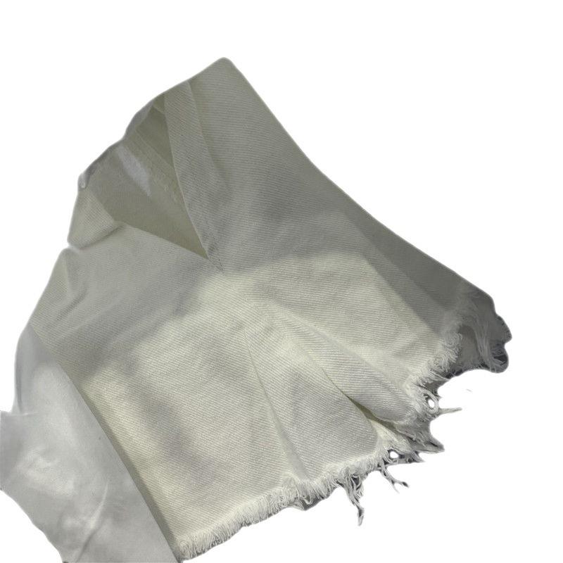 2023 Spring/Autumn White Raw Edge Irregular Denim Skirt with Anti-Exposure Holes and Pockets