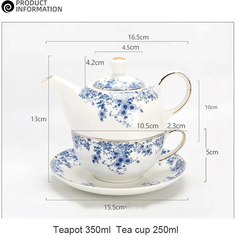 English Flower Teapot Classical Blue and White Daisy Pot Home Ceramic Cup and Saucer Phnom Penh Afternoon Flower Teaware Set