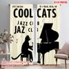 2pcs 2D Flat Printing Drapes Cool Cats Jazz Club Piano Polyester Without Electricity Family Party Use for Photo Booths & Holiday
